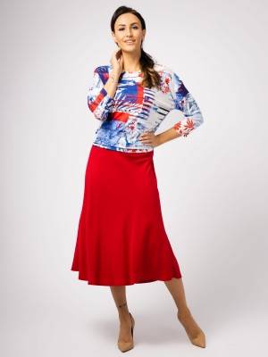 Spódnica trapezowa midi, czerwona 237