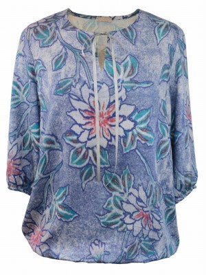 Bluzka damska w kwiaty z wiązaniem 3965
