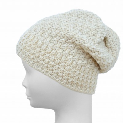 Czapka z wełną, écru 030