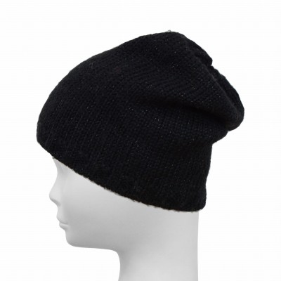 Czapka z wełną, czarna 024