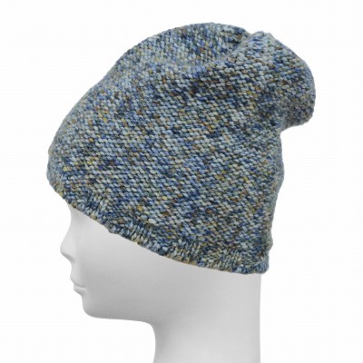 Czapka z wełną, niebieski melanż 023