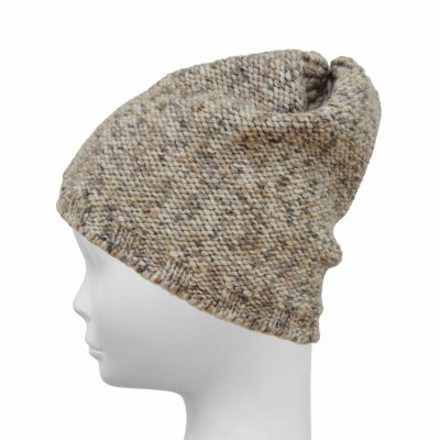 Czapka z wełną, beżowy melanż 023