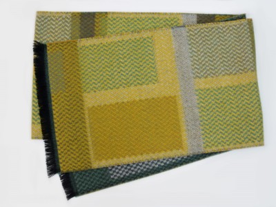 Szal w geometryczny wzór, musztardowy 218