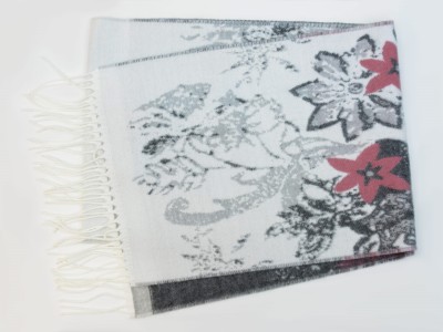 Szal w kwiaty, szary 225