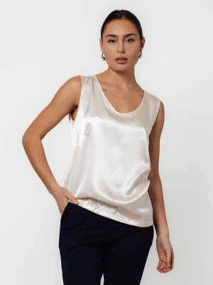 Top satynowy, ecru 003