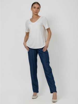 Spodnie z elastycznym pasem, granatowe 084