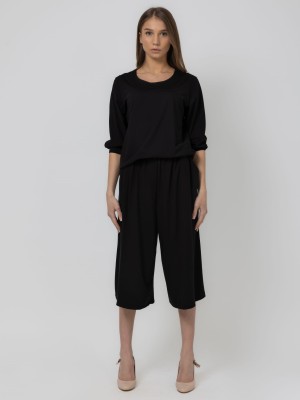 Spodnie kuloty z elastycznym pasem, czarne 151