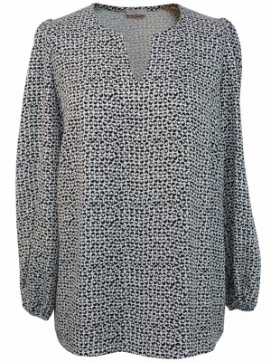 Bluzka z bufiastymi rękawami, czarno-biała 7068