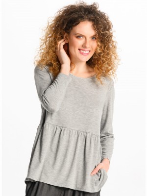 Bluzka z falbaną, szary melanż 7025