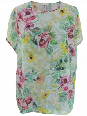 Bluzka damska w kwiaty, zielona 1894