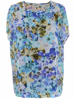 Bluzka damska w kwiaty, niebieska 1895