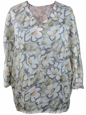 Bluzka damska z jedwabiu w kwiaty 1979