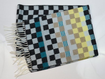 Szal w kolorową kratkę, morski 238