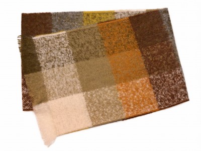 Szal z wełną w kratę, beż 239