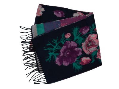 Szal w kwiaty fiolet 156