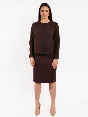 Spódnica ołówkowa z kieszeniami, brązowa 272