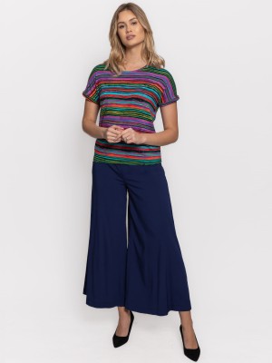 Spodnie z szerokimi nogawkami granatowe 0189