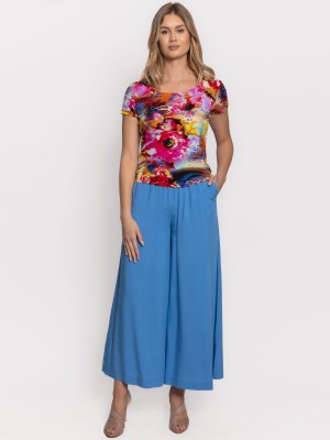 Spodnie z szerokimi nogawkami niebieskie 0188