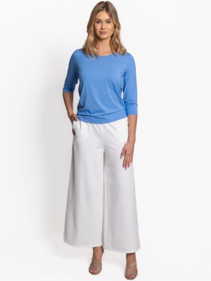 Spodnie z prostymi szerokimi nogawkami białe 0214