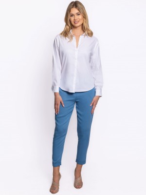 Spodnie ze zwężanymi nogawkami niebieskie 0155