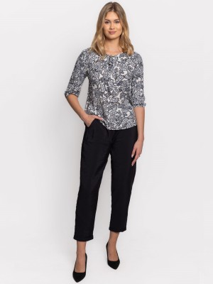 Spodnie z modalu ze zwężanymi nogawkami czarne 0157