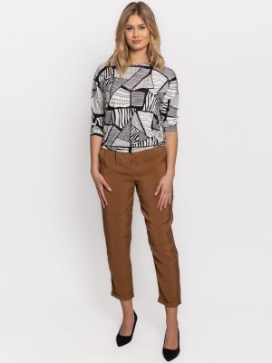 Spodnie z modalu ze zwężanymi nogawkami karmel 0158