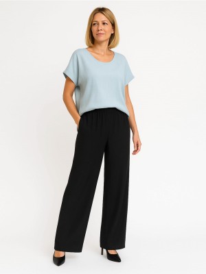 Spodnie z lnem czarne 0168