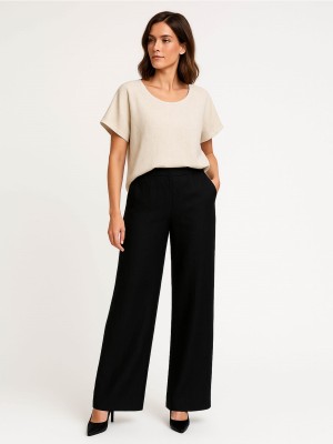 Spodnie z lnu czarne 0218