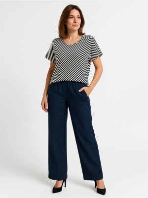 Spodnie z lnu granatowe 0219