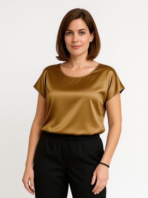 Bluzka kimono z satyny złoty brąz 5239