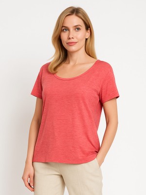 Bluzka z bawełnianego dżerseju malinowa 5243