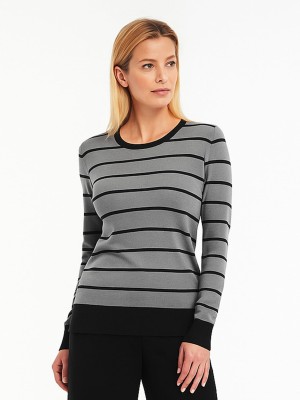 Sweter w czarne paski szary 021