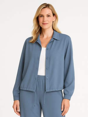 Kurtka koszulowa z wiskozy niebieska 029