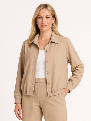 Kurtka koszulowa z wiskozy beżowa 030