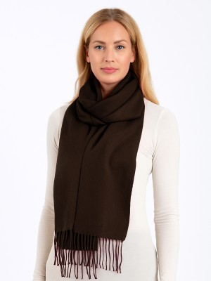 Szal z frędzlami 021 czekoladowy brąz
