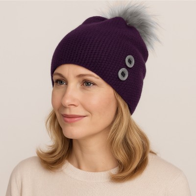 Czapka z wełną, fiolet 027