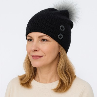 Czapka z wełną, grafit 027