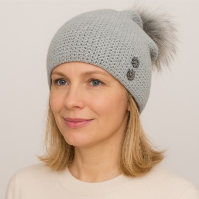 Czapka z wełną, popiel 027