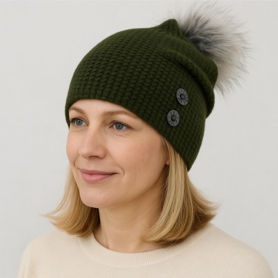 Czapka z wełną, zielona 027