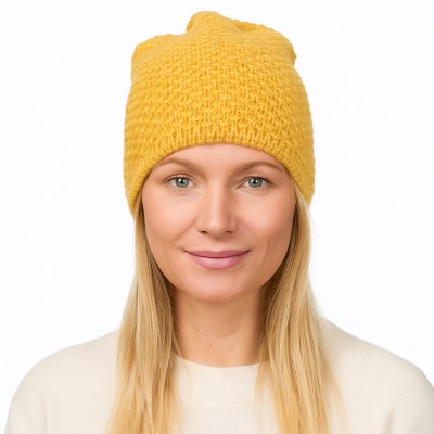 Czapka z błyszczącą przędzą, żółta 061