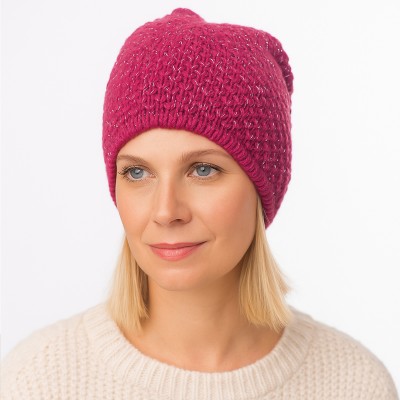 Czapka z błyszczącą przędzą, bordo 061