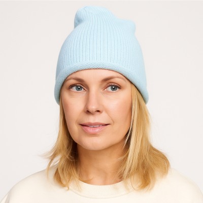 Czapka z wełny merino, błękitna 062