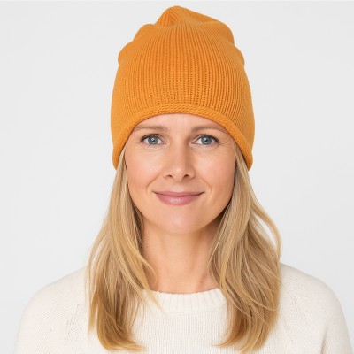Czapka z wełny merino, pomarańcz 062