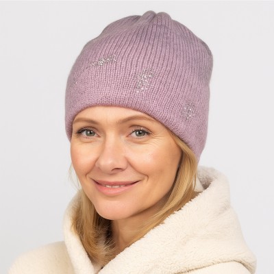 Czapka cieniowana z dżetami, pudrowy róż 067