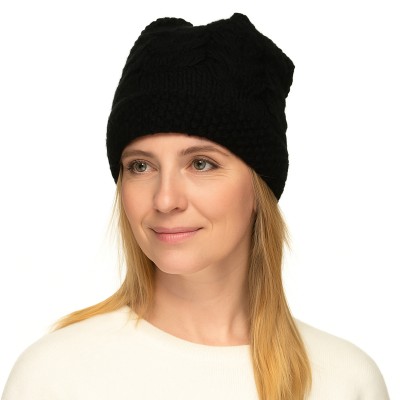 Czapka w warkocze, czarna 066