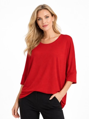 Bluzka kimono oversize z dzianiny bambusowej czerwona 5083