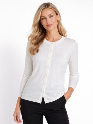 Sweter zapinany na guziki złamana biel 087