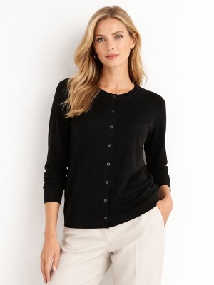 Sweter zapinany na guziki czarny 088