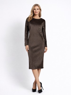 Sukienka kimono z dzianiny welurowej w paski 476