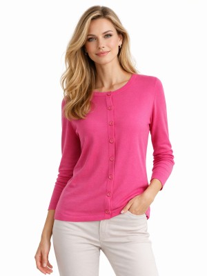 Sweter zapinany na guziki różowy 085